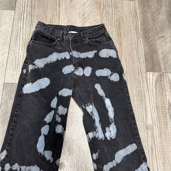 The Ragged Priest pixel Beyond Tie Dye Dad Jeans 28 black white wide leg circle - Picture 6 of 7